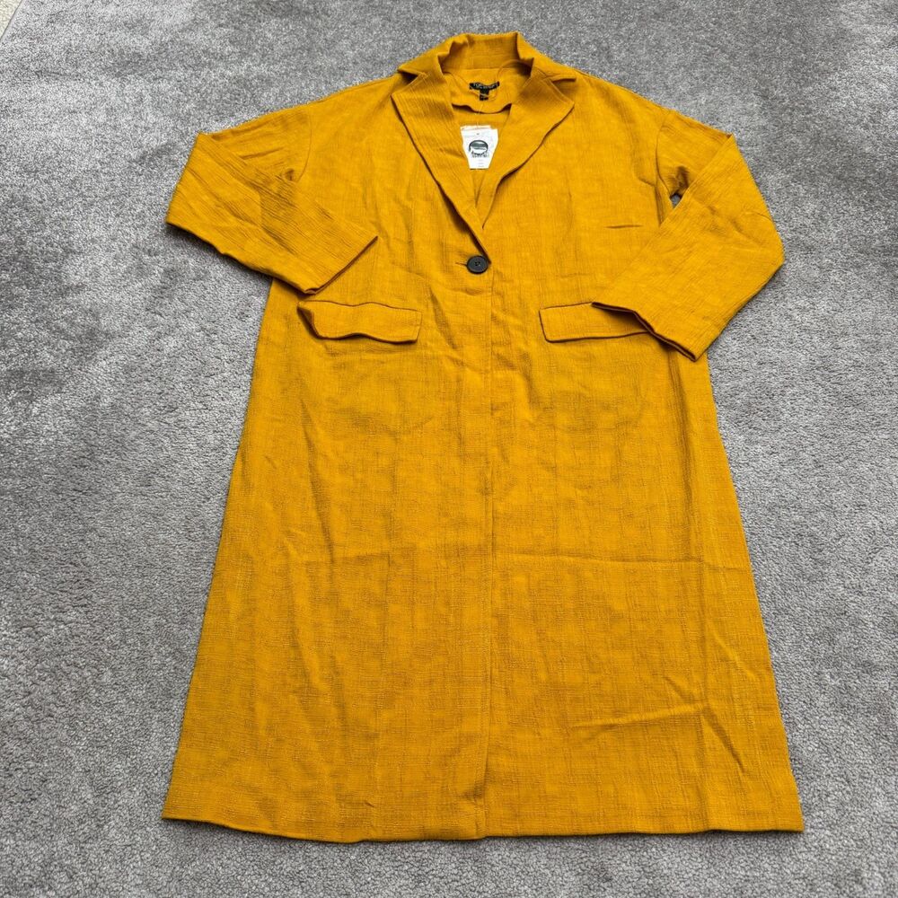 Topshop Textured Notch Lapel Duster Midi Shirt Dress Womens 4 Mustard Yellow NWT
